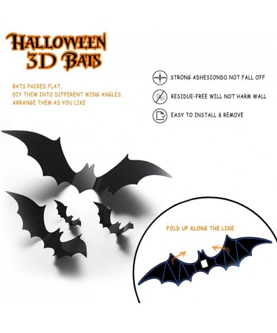 Bats Halloween Decoration with Halloween Decor Banner-Happy Halloween Banner(2pcs) & 3D Decoration Scary Bats Wall Decal Wall...