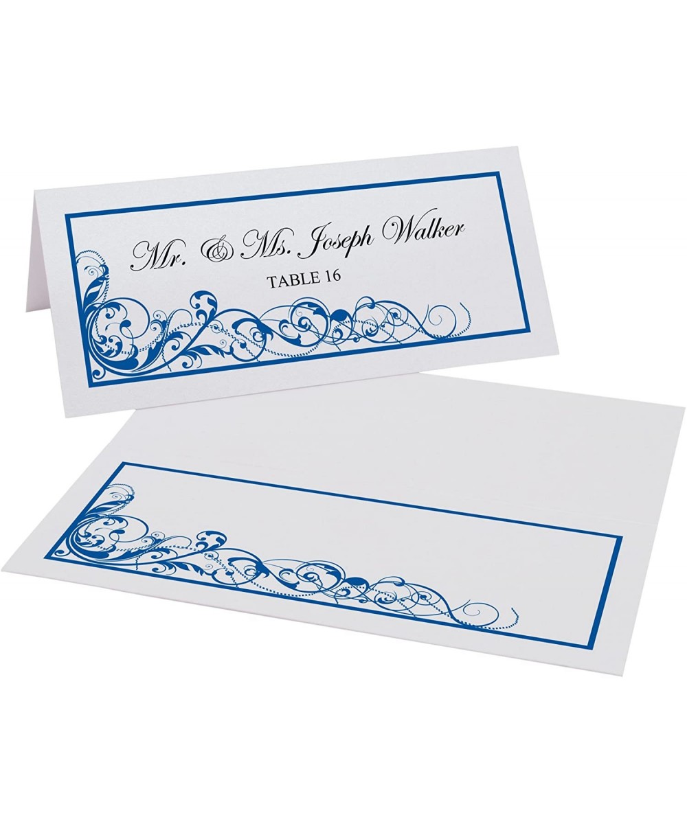Scribble Vintage Swirl Printable Place Cards- Royal Blue- Set of 60 (10 Sheets)- Laser & Inkjet Printers - Perfect for Weddin...