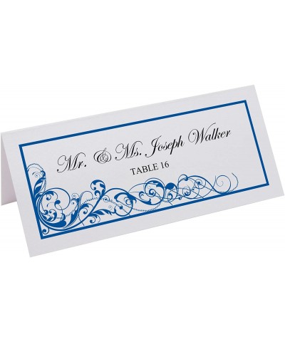 Scribble Vintage Swirl Printable Place Cards- Royal Blue- Set of 60 (10 Sheets)- Laser & Inkjet Printers - Perfect for Weddin...