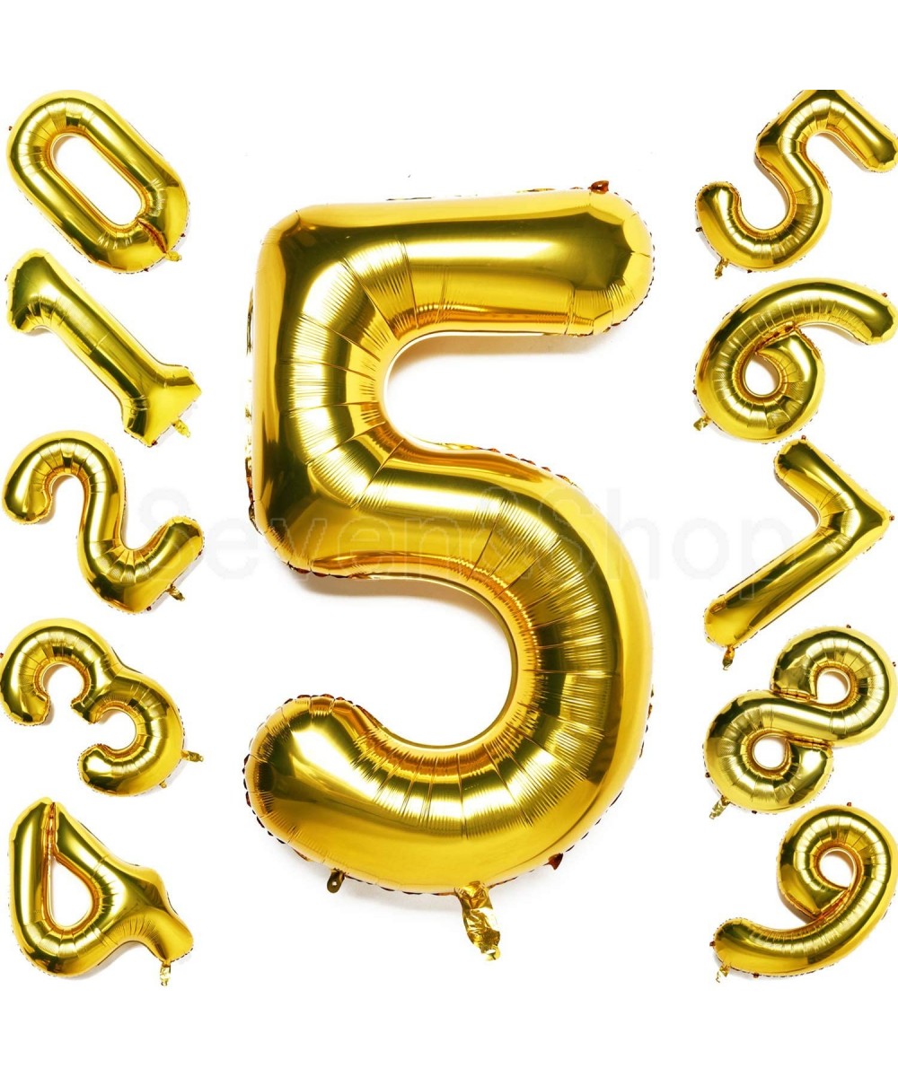 40 Inch Number Balloons Gold Number Helium Foil Birthday Party Decorations Digit Balloons (Number 5) - Number 5 - CE198QITTNL...