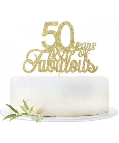 Glitter Gold 50 Years of Fabulous Cake Topper-50th Birthday Party Decorations Supplies-50 Birthday or Wedding Party Sign. - C...