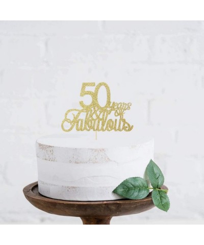 Glitter Gold 50 Years of Fabulous Cake Topper-50th Birthday Party Decorations Supplies-50 Birthday or Wedding Party Sign. - C...