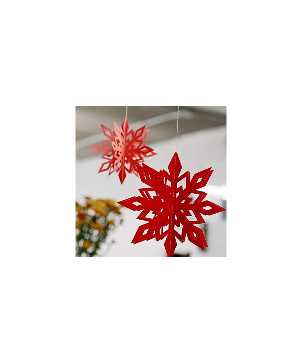 12 Pieces 3D Snowflake Hanging Garland with String for Christmas Winter Wonderland Decorations (Red) - Red - CY193OZAWSG $15....