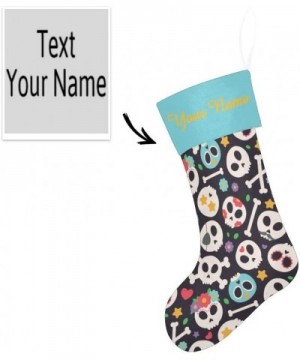 Christmas Stocking Custom Personalized Name Text Skull Funny Floral for Family Xmas Party Decor Gift 17.52 x 7.87 Inch - Mult...