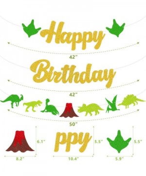 Glitter Dinosaur Happy Birthday Banner- Jurassic World Dinosaur Themed Birthday Party Decorations Supplies for Kids- Baby Sho...