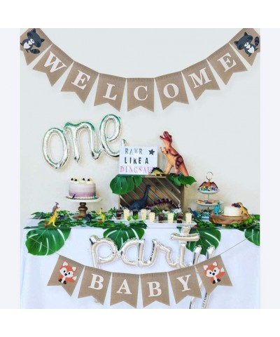 Woodland Welcome Baby Burlap Banner- Fox Welcome Baby Banner Woodland Creatures Banner Fawn Forest Animal Friends Garland for...