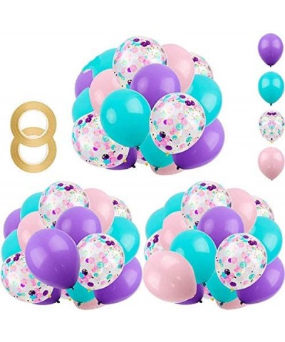 68 Pieces Unicorn Confetti Balloons Kit - 12 Inches Light Pink Purple Blue and Confetti Assorted Latex Balloons with 2 Roll o...