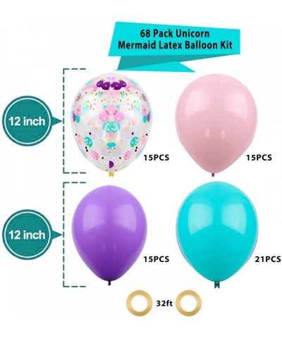 68 Pieces Unicorn Confetti Balloons Kit - 12 Inches Light Pink Purple Blue and Confetti Assorted Latex Balloons with 2 Roll o...