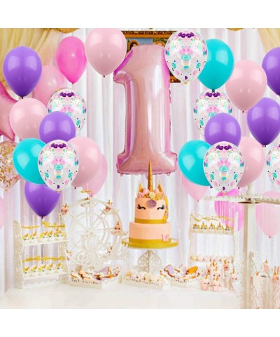 68 Pieces Unicorn Confetti Balloons Kit - 12 Inches Light Pink Purple Blue and Confetti Assorted Latex Balloons with 2 Roll o...