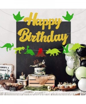 Glitter Dinosaur Happy Birthday Banner- Jurassic World Dinosaur Themed Birthday Party Decorations Supplies for Kids- Baby Sho...