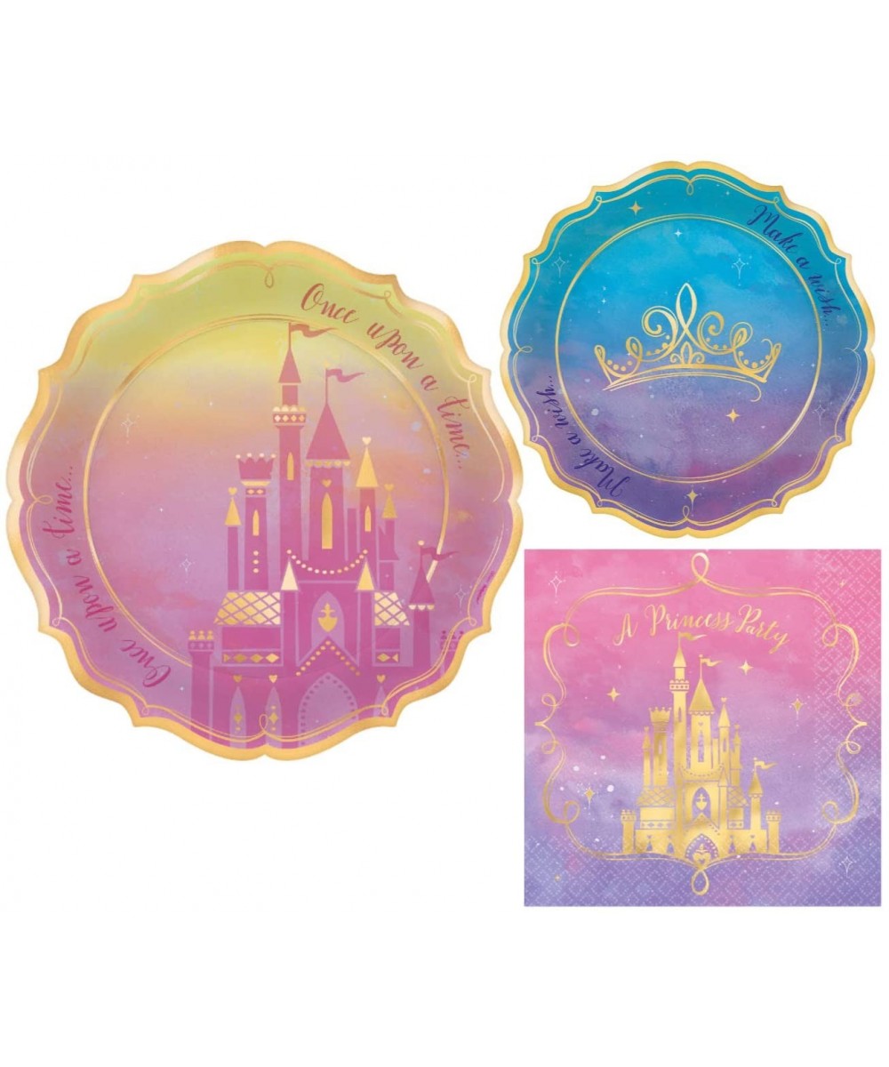 Once Upon A Time Disney Princess Themed Party Supplies Bundle Include Paper Plates and Napkins for 16 People - C418XK7NH72 $1...