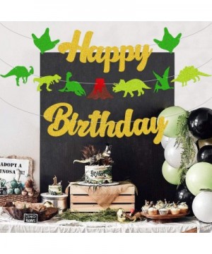 Glitter Dinosaur Happy Birthday Banner- Jurassic World Dinosaur Themed Birthday Party Decorations Supplies for Kids- Baby Sho...