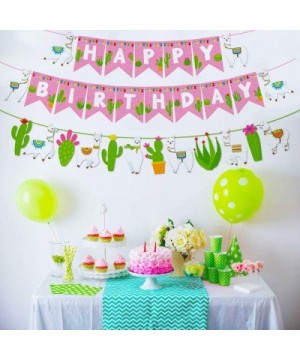 Llama Themed Happy Birthday Banner Baby Girl Alpaca Cactus Taco Birthday Party Decoration - C018WSRHLT8 $6.99 Banners & Garlands