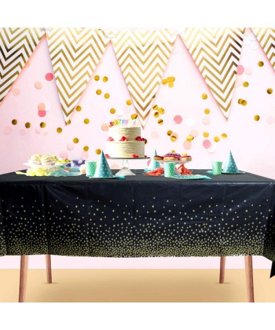 2 Pack Plastic Tablecloths for Rectangle Tables Pink Dot Confetti Party Table Cloths Disposable (Black) - Black - C619DWQL8CX...