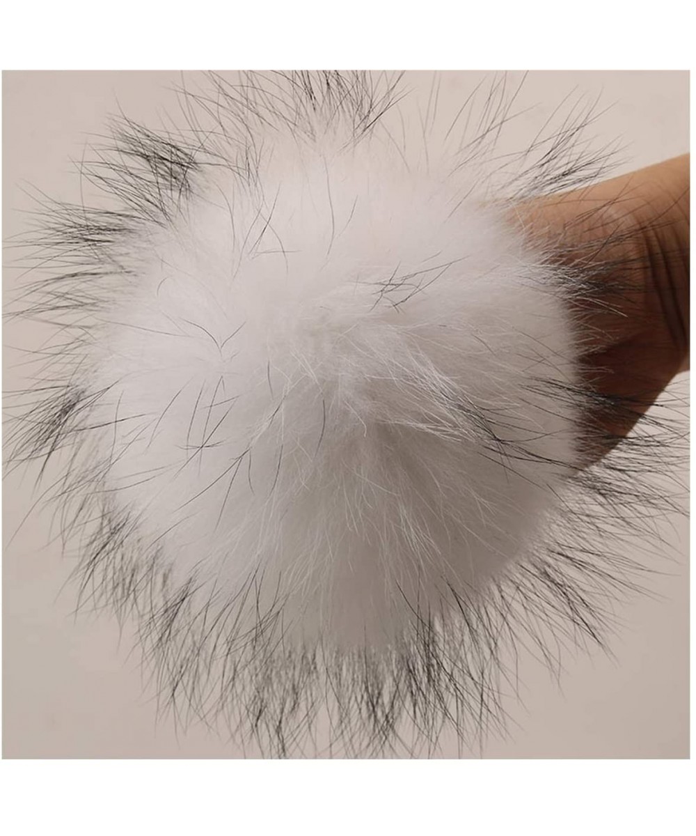 Fur Pom Poms DIY Silver Fur Pom Poms Balls Artificial Fur Pompon for Hats Bags Shoes Accessories-White Black - white black - ...