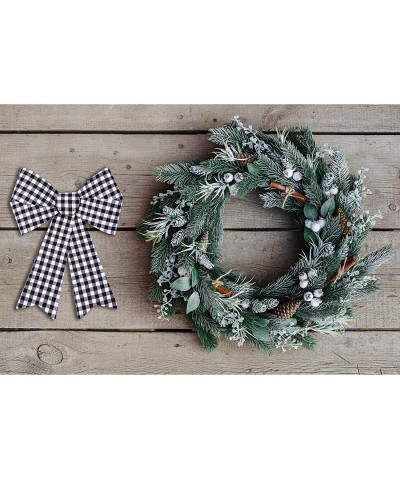 12 Pack Black with White Buffalo Plaid Bows Christmas Wreaths Bows Velvet Christmas Bows for Christmas Indoor and Outdoor Dec...