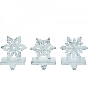 Snowflake Rustic White 6 x 5 Iron Metal Christmas Stocking Hangers Set of 3 - C118XXHQY4Q $27.16 Stockings & Holders