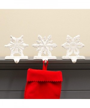 Snowflake Rustic White 6 x 5 Iron Metal Christmas Stocking Hangers Set of 3 - C118XXHQY4Q $27.16 Stockings & Holders
