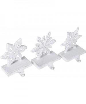 Snowflake Rustic White 6 x 5 Iron Metal Christmas Stocking Hangers Set of 3 - C118XXHQY4Q $27.16 Stockings & Holders