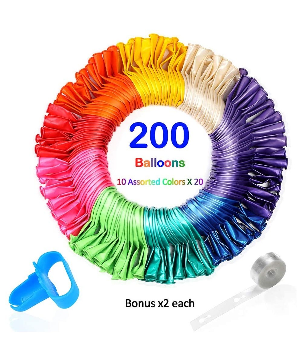 Balloon 200pcs 10 Assorted Color Balloons with 4pcs Balloon Arch Kit 12 Inch Rainbow Latex Balloons Bulk for Birthday Parties...