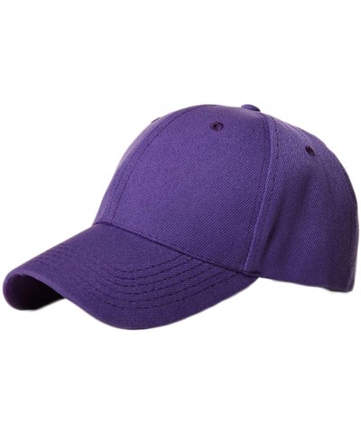 Solid Color Baseball Cap Men Women Classic Polo Cotton Adjustable Low Profile Hat Plain Blank Dad Cap - Purple - CT194G260KI ...
