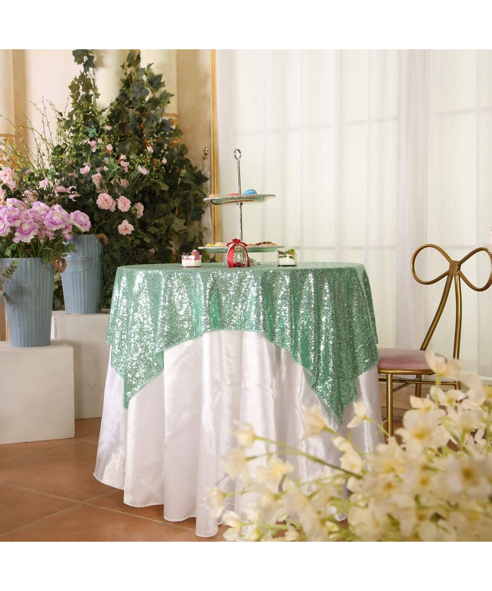 Sequin Tablecloth- Sparkly Tree Skirt- Christmas Decor- Square- 50x50- Mint Green - Mint Green - CO182Q265YH $10.99 Tablecovers