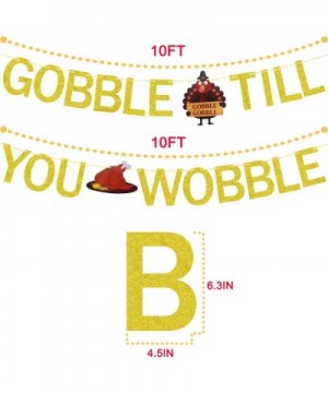 Gobble Till You Wobble Banner Gold Glitter - Thanksgiving Banner - Thanksgiving Decorations - Fall Thanksgiving Turkey Day De...