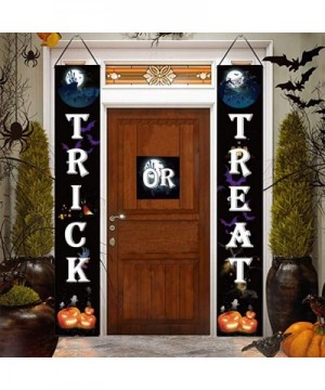 Boo Trick OR Treat Banner Halloween Porch Sign Outdoor Indoor Hanging Sign with Pumpkin Bat Skull Cat Spider Pattern for Gate...