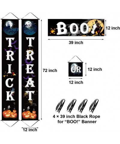 Boo Trick OR Treat Banner Halloween Porch Sign Outdoor Indoor Hanging Sign with Pumpkin Bat Skull Cat Spider Pattern for Gate...