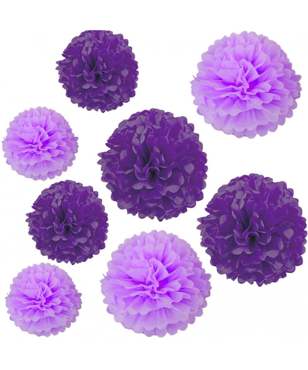 8pcs Purple Hanging Tissue Paper Pom Poms Decorations for Party Ceiling Wall Tissue Flowers Decorations - 12 Inch- 10 Inch - ...