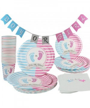 Gender Reveal Party Supplies Decorations Pink Girl Blue Boy 142 Piece (Serves 20) Party Set Plates Cups Napkins Table Cover a...
