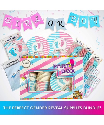 Gender Reveal Party Supplies Decorations Pink Girl Blue Boy 142 Piece (Serves 20) Party Set Plates Cups Napkins Table Cover a...