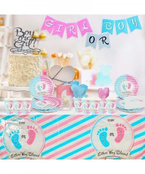 Gender Reveal Party Supplies Decorations Pink Girl Blue Boy 142 Piece (Serves 20) Party Set Plates Cups Napkins Table Cover a...