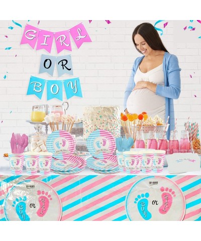 Gender Reveal Party Supplies Decorations Pink Girl Blue Boy 142 Piece (Serves 20) Party Set Plates Cups Napkins Table Cover a...