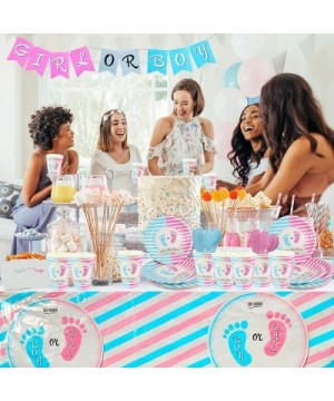 Gender Reveal Party Supplies Decorations Pink Girl Blue Boy 142 Piece (Serves 20) Party Set Plates Cups Napkins Table Cover a...