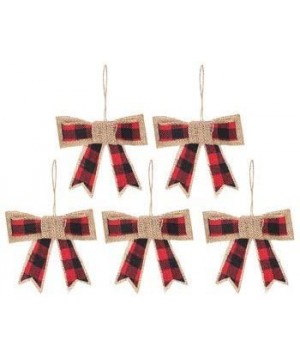 Set of 5 - Black & Red Buffalo Plaid and Burlap Bow Ornaments - Rustic Farmhouse Style Ornaments - CN18ZWIZGI4 $16.76 Ornaments