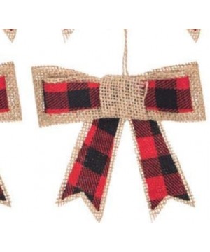 Set of 5 - Black & Red Buffalo Plaid and Burlap Bow Ornaments - Rustic Farmhouse Style Ornaments - CN18ZWIZGI4 $16.76 Ornaments