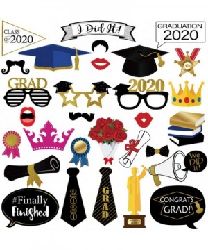 Graduation Photo Booth Props- Large Graduation Photo Props Class of 2020 Grad Decor with Sticks for Kids Boy Girl- Black and ...