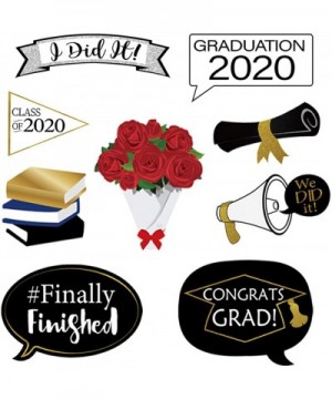 Graduation Photo Booth Props- Large Graduation Photo Props Class of 2020 Grad Decor with Sticks for Kids Boy Girl- Black and ...