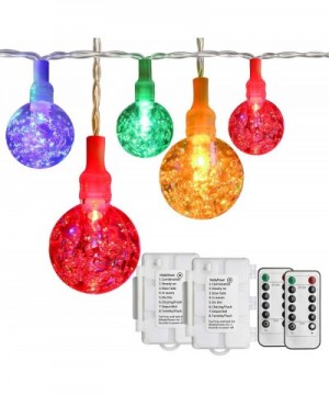 2 Pack 18ft String Lights Outdoor 30 LED Battery Operated Globe Solar Patio Light 8 Modes Waterproof Crystal Fairy Light with...