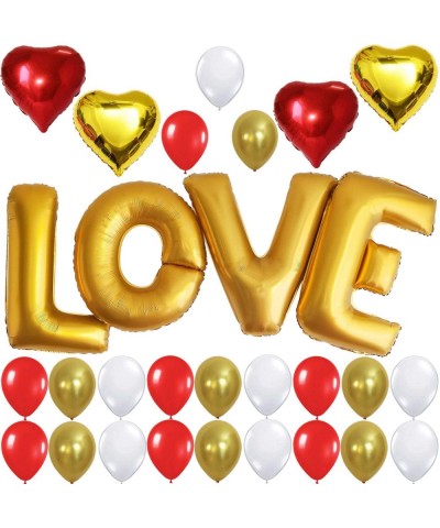 Gold LOVE Balloons Decorations Set - Xtra Large- 40 Inch- Pack of 29 - Gold Love Letter Foil Balloon - Mylar Heart Shape Ball...