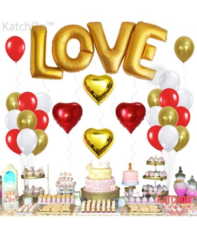 Gold LOVE Balloons Decorations Set - Xtra Large- 40 Inch- Pack of 29 - Gold Love Letter Foil Balloon - Mylar Heart Shape Ball...