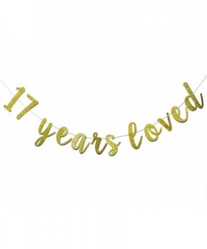 17 Years Loved Banner Sign Gold Glitter for 17th Birthday Party Decorations Anniversary Decor Pre-assembled Bunting Photo Boo...