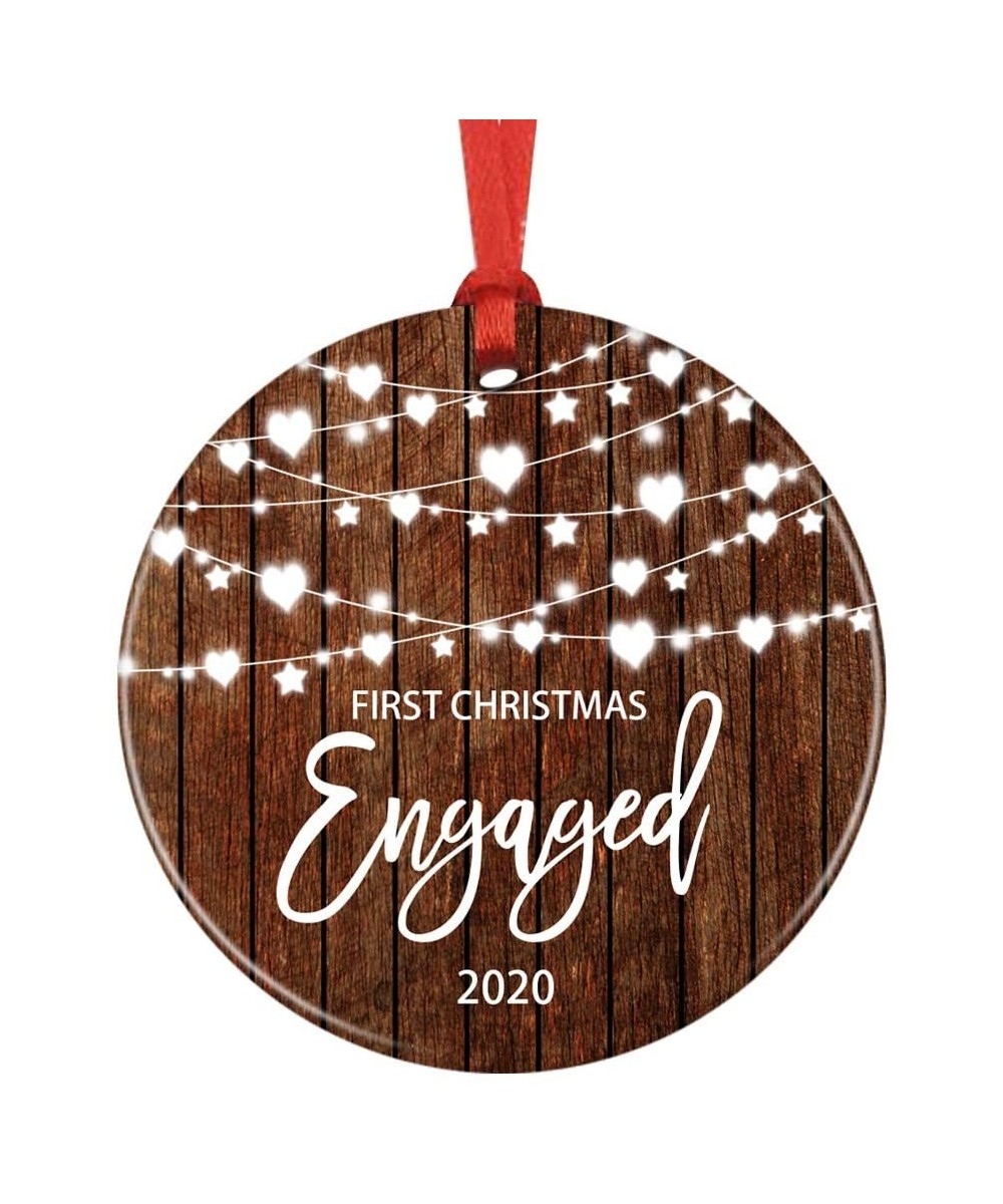 Our First Christmas Engaged Ceramic Christmas Ornament- Engagement Couples Gift- Wedding Keepsake (Brown) - Brown - CX19G89OH...