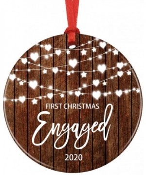 Our First Christmas Engaged Ceramic Christmas Ornament- Engagement Couples Gift- Wedding Keepsake (Brown) - Brown - CX19G89OH...