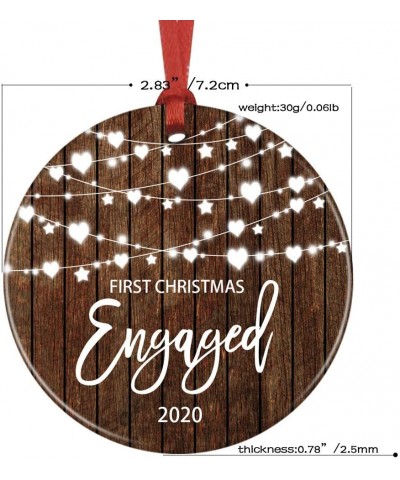 Our First Christmas Engaged Ceramic Christmas Ornament- Engagement Couples Gift- Wedding Keepsake (Brown) - Brown - CX19G89OH...