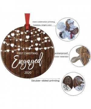 Our First Christmas Engaged Ceramic Christmas Ornament- Engagement Couples Gift- Wedding Keepsake (Brown) - Brown - CX19G89OH...