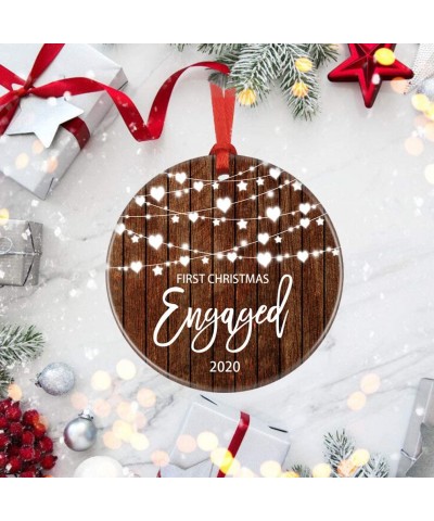 Our First Christmas Engaged Ceramic Christmas Ornament- Engagement Couples Gift- Wedding Keepsake (Brown) - Brown - CX19G89OH...