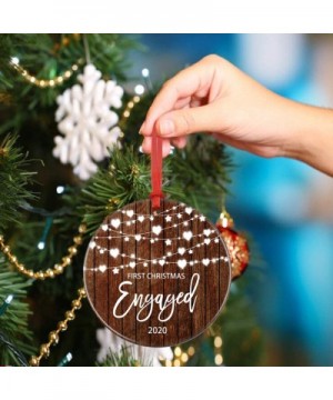 Our First Christmas Engaged Ceramic Christmas Ornament- Engagement Couples Gift- Wedding Keepsake (Brown) - Brown - CX19G89OH...
