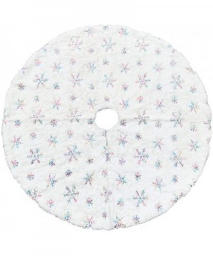 Christmas Tree Skirt 30/36/49 inches Xmas White Tree Skirts Snowflake Embroidery for Christmas Decorations Holiday Party 198 ...